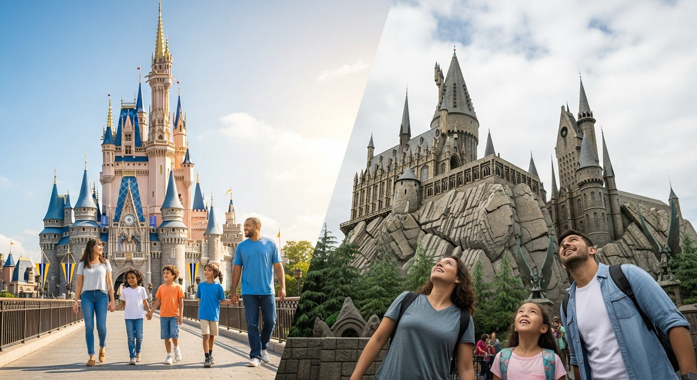 Families enjoying their vacation with Orlando Universal Disney combo tickets