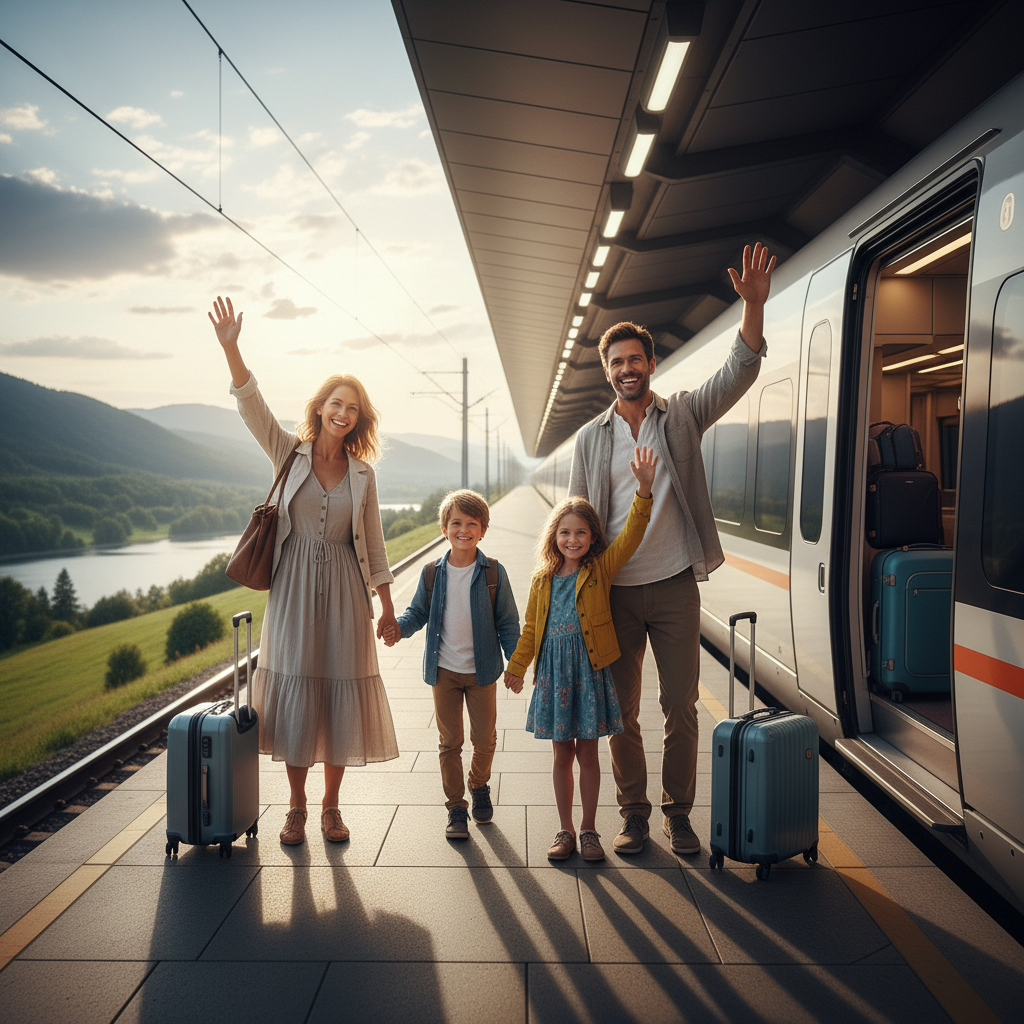 A happy family ready to travel, confident that travel protection plans will safeguard their trip.