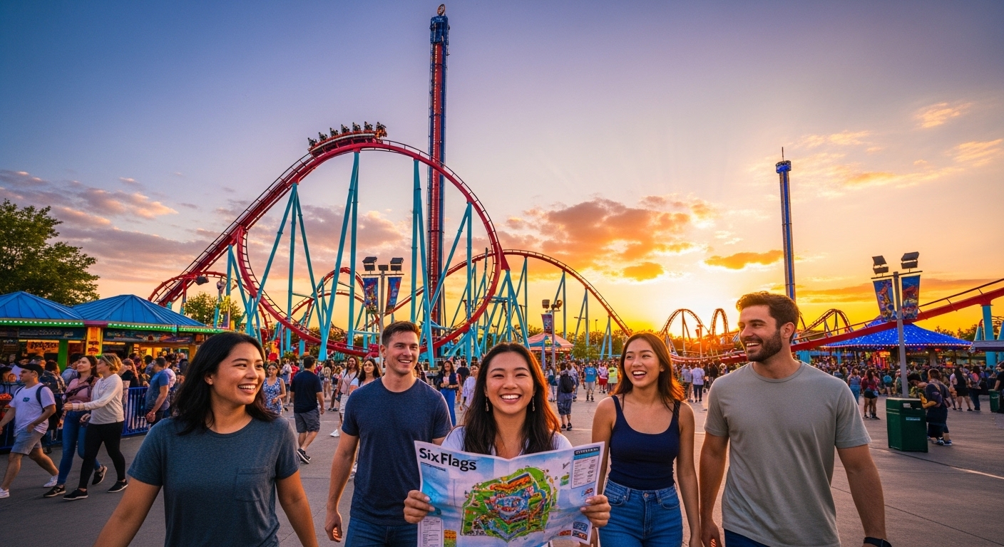 Here are a few options, choose the one that best fits the *specific visual content* of your image: **Option 1 (Common Featured Image: Rollercoaster/Action)** Excited visitors on a thrilling Six Flags rollercoaster, promoting **Six Flags season pass deals 2025**. **Option 2 (Common Featured Image: Park Entrance/Crowd)** A lively crowd entering a Six Flags theme park, highlighting **Six Flags season pass deals 2025**. **Option 3 (More General Park View)** A vibrant Six Flags theme park with a signature rollercoaster, relevant to **Six Flags season pass deals 2025**. **Why these work:** * **Descriptive:** They paint a picture of what a typical Six Flags featured image would show. * **Short:** They are concise. * **SEO-Optimized:** They naturally integrate the full focus keyword Six Flags season pass deals 2025. * **Natural:** The keyword isn't awkwardly stuffed in, but fits the context.