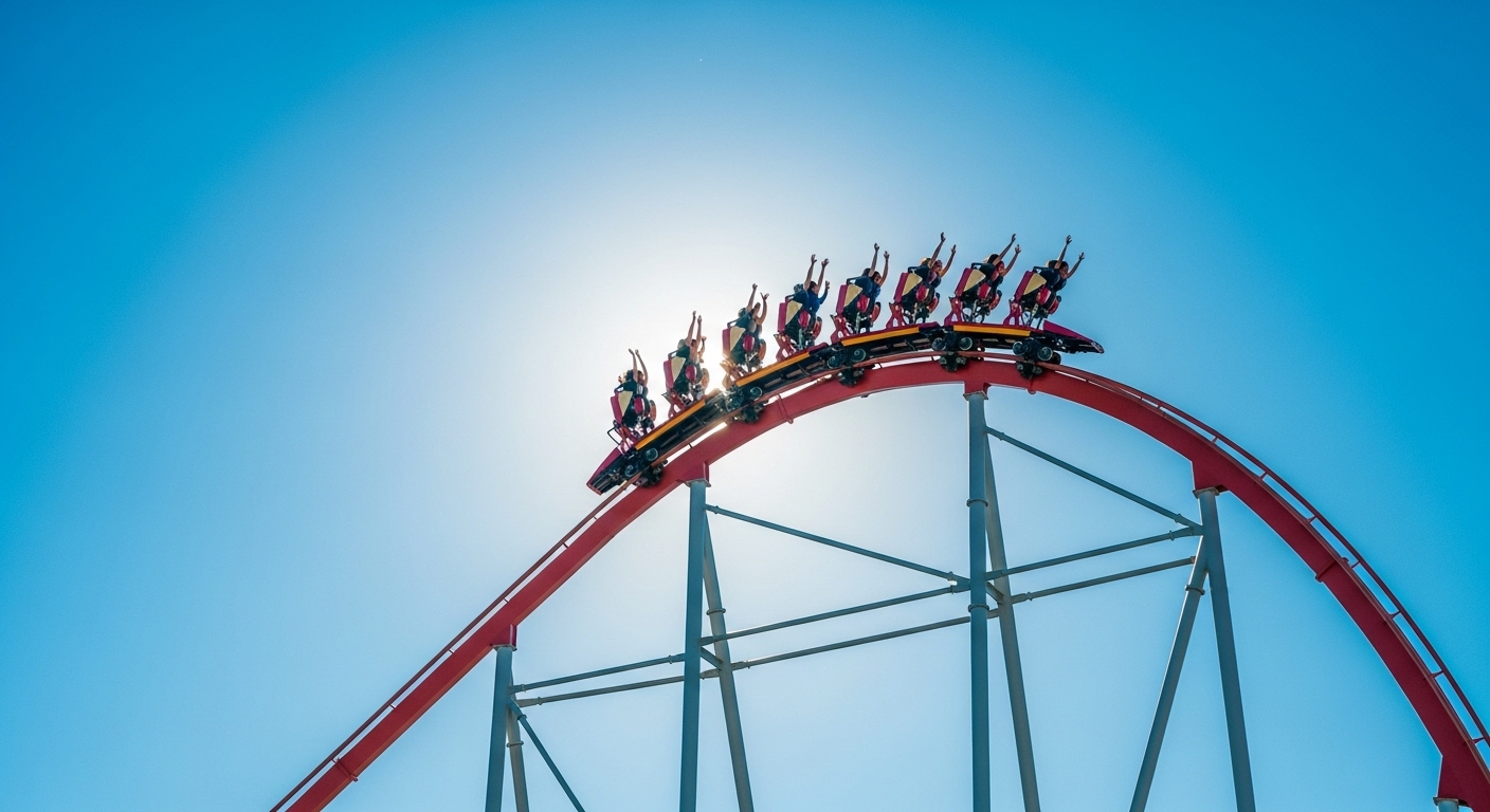 Riders enjoying a roller coaster, illustrating the fun available with the best Six Flags season pass deals 2025.