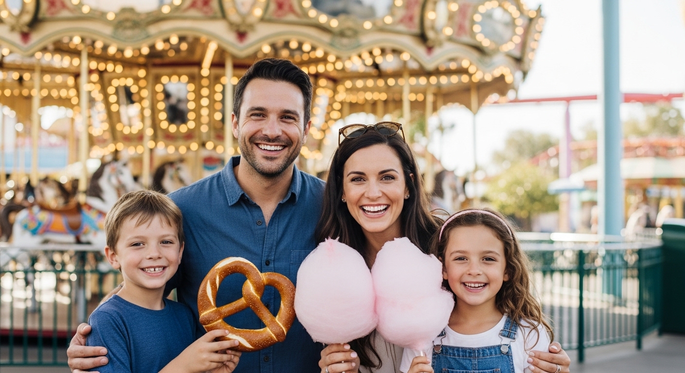 A family enjoying their day, a benefit of getting cheap Six Flags tickets 2025 with a season pass.