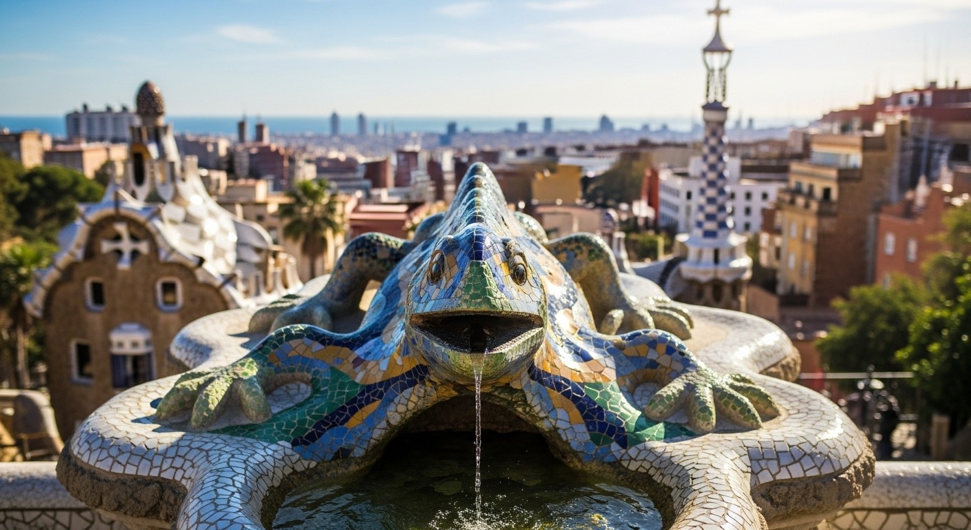 A traveler considering if Barcelona city passes are worth it while visiting Park Güell.