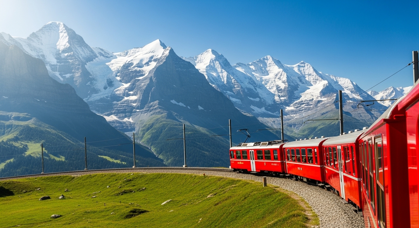 A Swiss train in the Jungfrau region, illustrating the core of the Berner Oberland Pass vs Swiss Travel Pass decision.