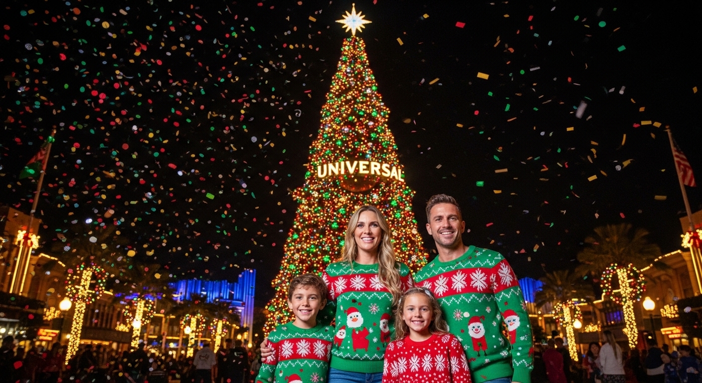 Disney vs Universal Christmas budget tip: Universal Orlando Resort hotel decorated for Christmas