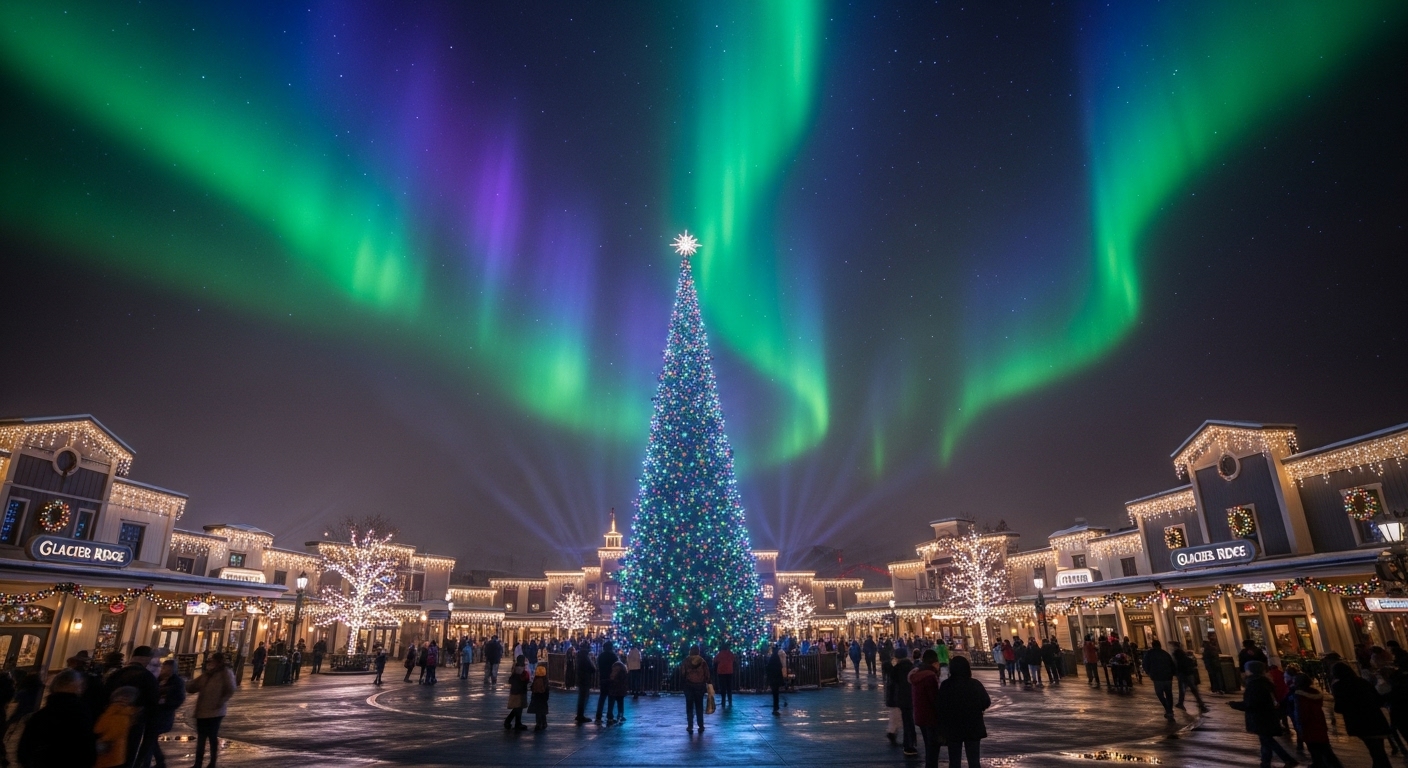 The spectacular Glacier Ridge light display at the Dollywood Smoky Mountain Christmas festival.