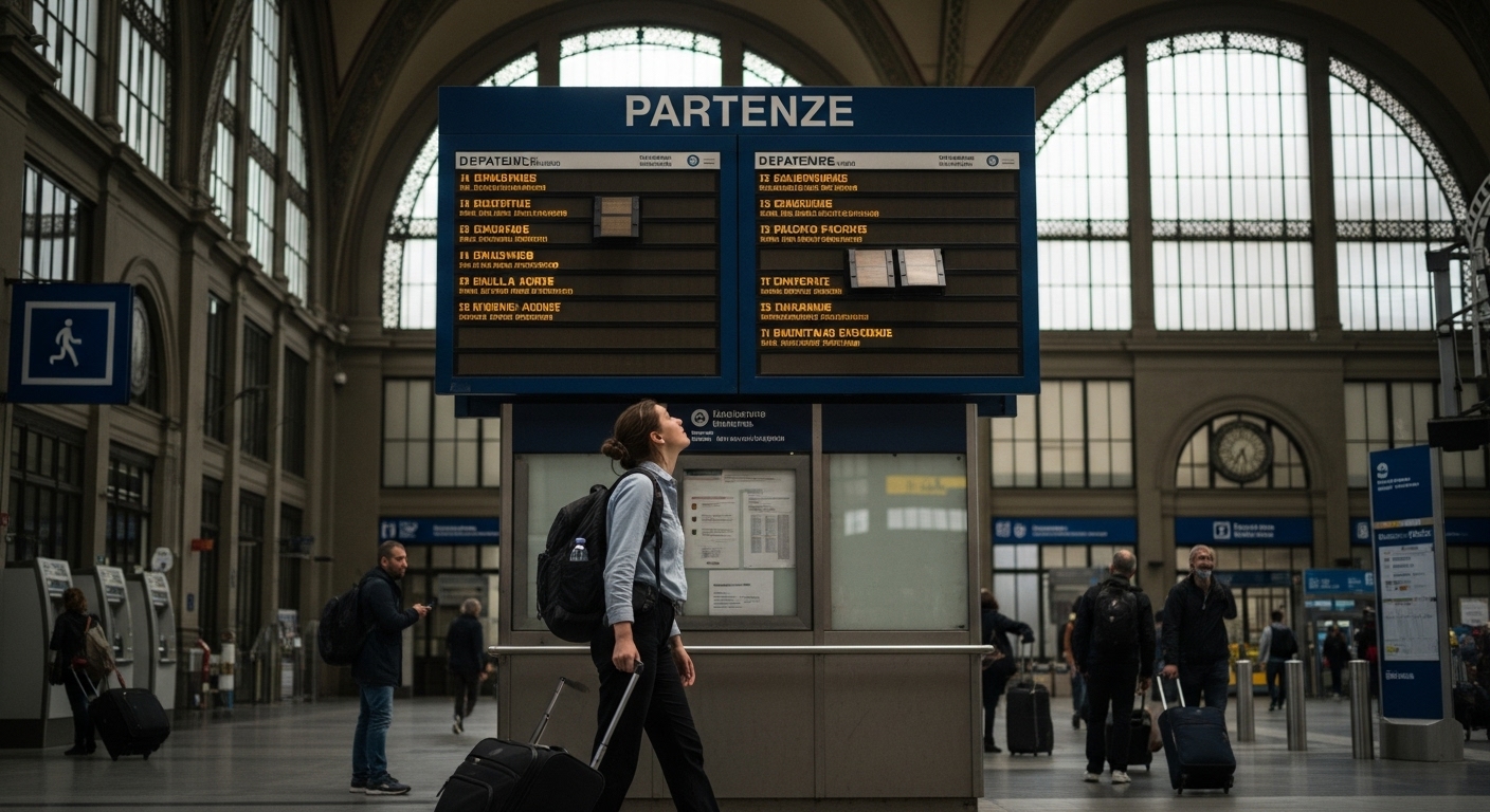 A traveler planning their next journey while exploring Tuscany by train.