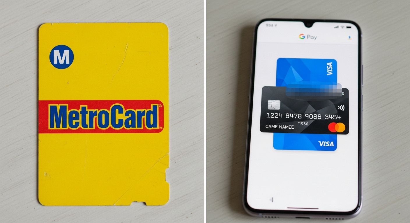 A visual comparison of OMNY vs MetroCard for NYC transit.