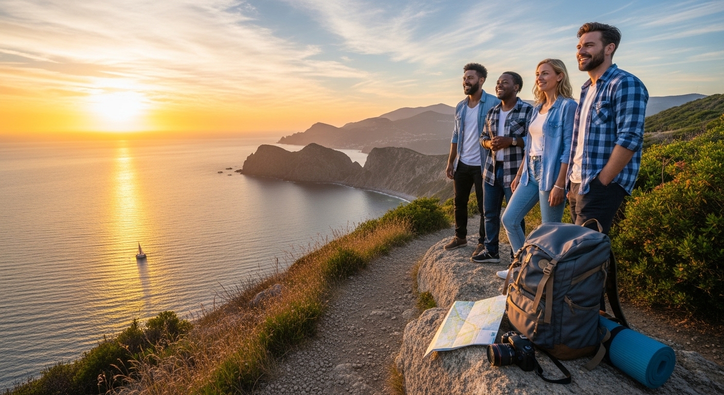 **Alt Text:** Passport, plane tickets, and a scenic travel destination, highlighting the necessity for the best long stay travel insurance for extended trips.