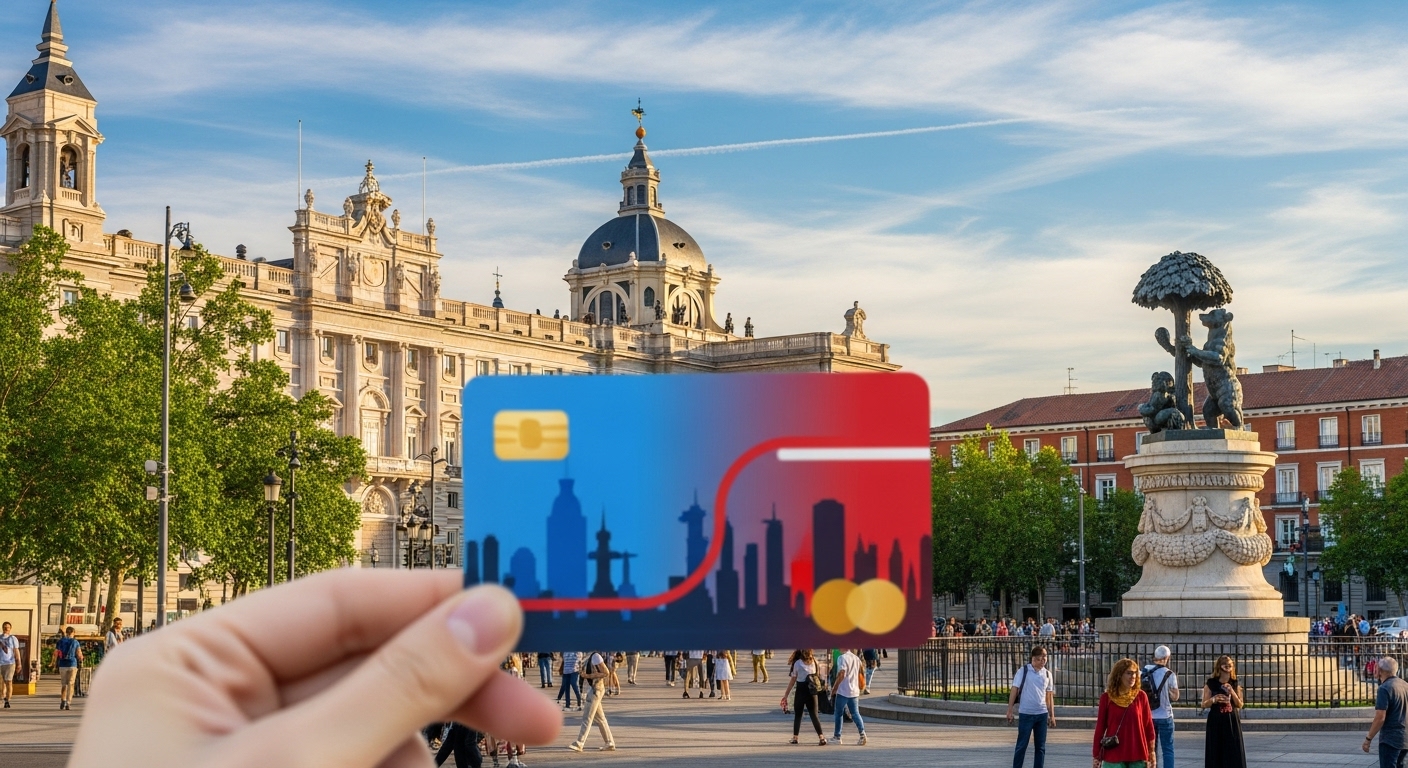 Here are a few options, choose the one that best matches what your image actually depicts: **Option 1 (General Madrid scene):** Tourists exploring a bustling Madrid street, evaluating if the Madrid Tourist Travel Pass is worth it for their 2025 travel plans. **Option 2 (Focus on a landmark):** Travelers enjoying Madrid's Plaza Mayor, helping understand if the Madrid Tourist Travel Pass is worth it for their visit. **Option 3 (Focus on the pass itself, if visible):** A tourist holding a Madrid Tourist Travel Pass with a city background, discussing if the Madrid Tourist Travel Pass is worth it in 2025.