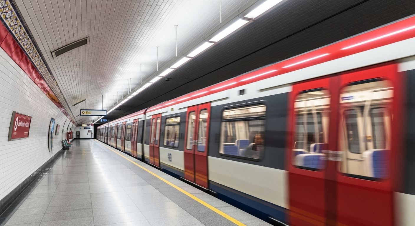 A traveler wondering if the Madrid tourist travel pass is worth it while waiting for a train in a modern metro station.