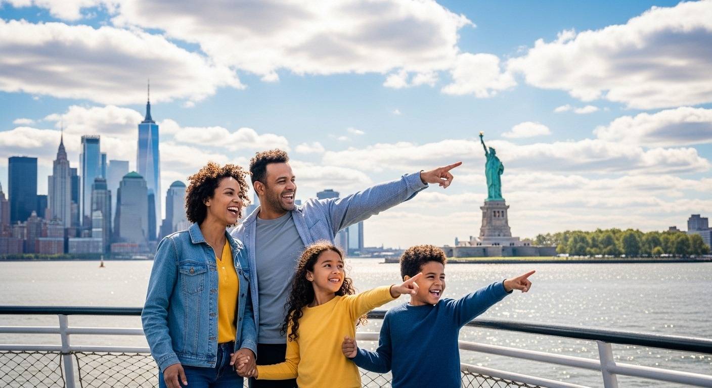 Here are a few options, choose the one that best fits the *specific* visual of your featured image: **Option 1 (Most general and versatile):** `Happy family with two kids enjoying a New York City landmark, highlighting the best New York family discount pass for kids.` **Option 2 (If the image shows a family looking at a map/brochure):** `Family with kids planning their New York City adventure, exploring options for the best New York family discount pass for kids.` **Option 3 (If the image is more about the passes themselves or multiple attractions):** `Collage of New York City attractions and happy families, representing the best New York family discount pass for kids.`