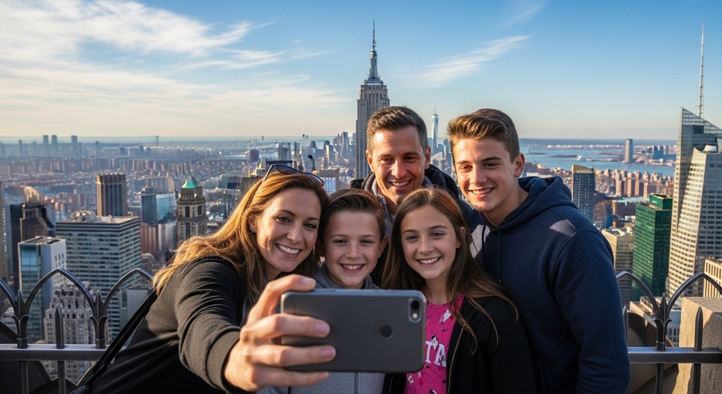 A family of 4 using the cheapest NYC pass for their trip