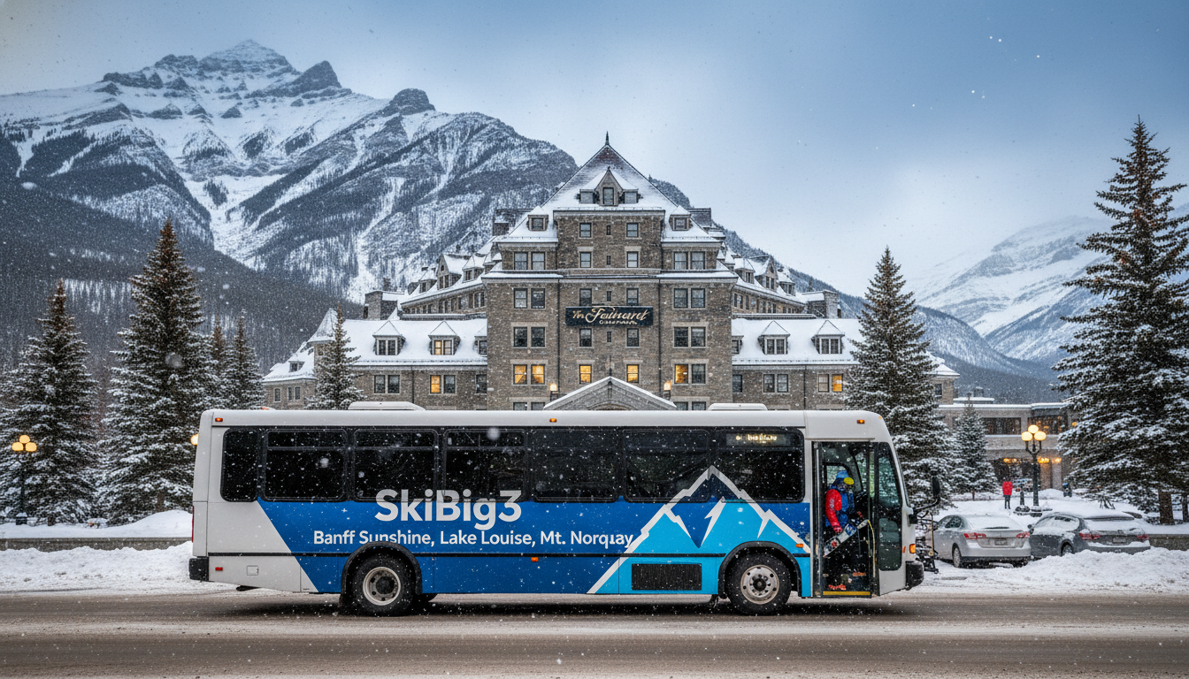 SkiBig3 shuttle bus Banff transport