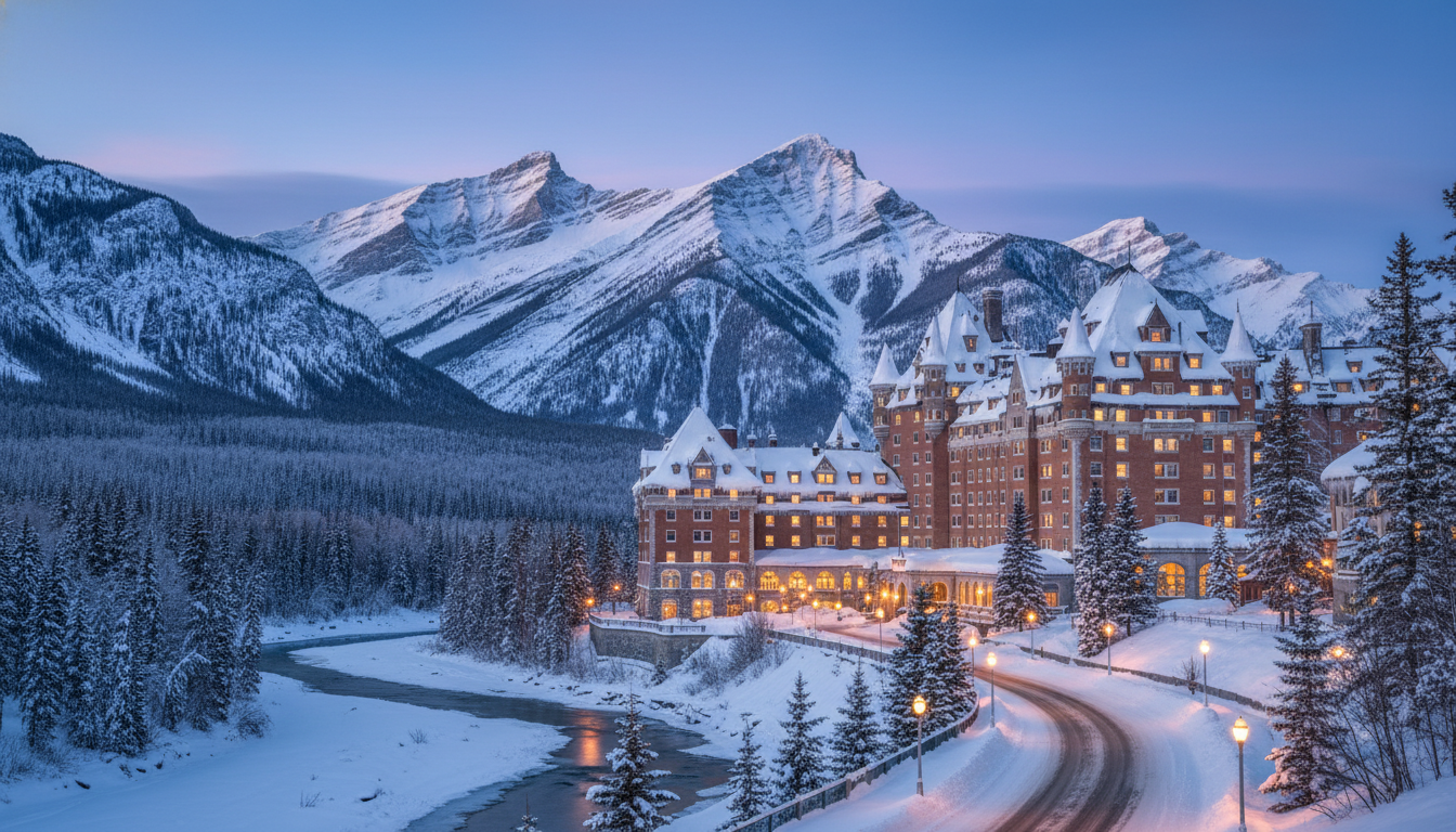 Fairmont Banff Springs winter ski castle exterior