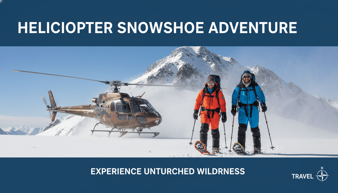 Banff heli-snowshoeing tour couple winter