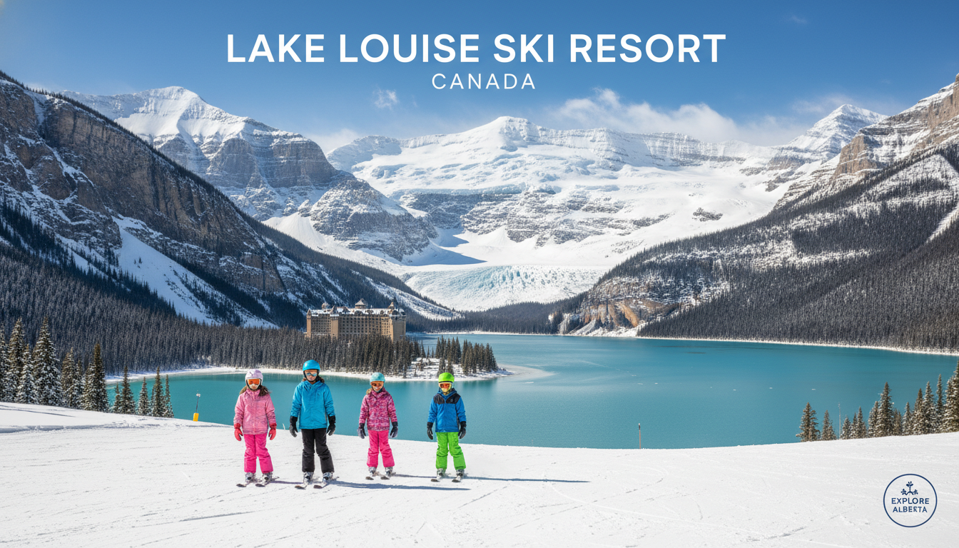 Family skiing Lake Louise with Banff ski package 2026