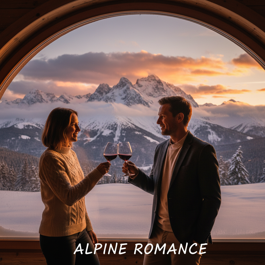Couple enjoying the best fine dining restaurants in Banff reviews with a mountain view