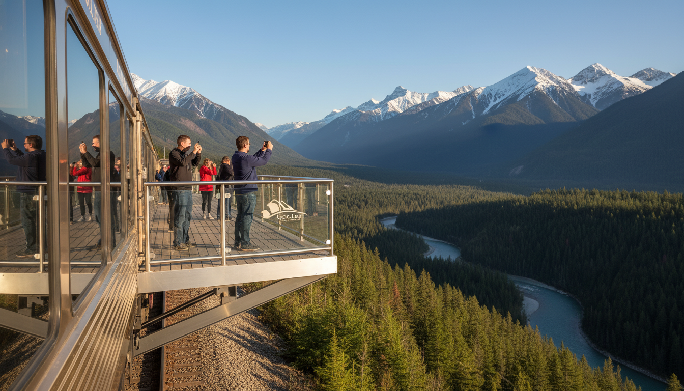 The exclusive outdoor platform on the Rocky Mountaineer GoldLeaf service, a major deciding factor in the GoldLeaf vs SilverLeaf debate for photographers.