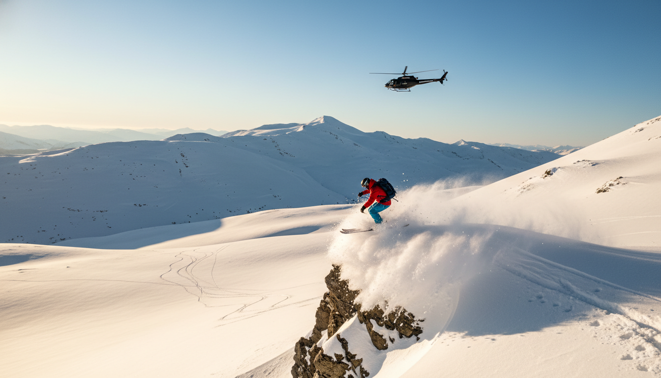 Heli skiing Whistler powder run with A-Star helicopter