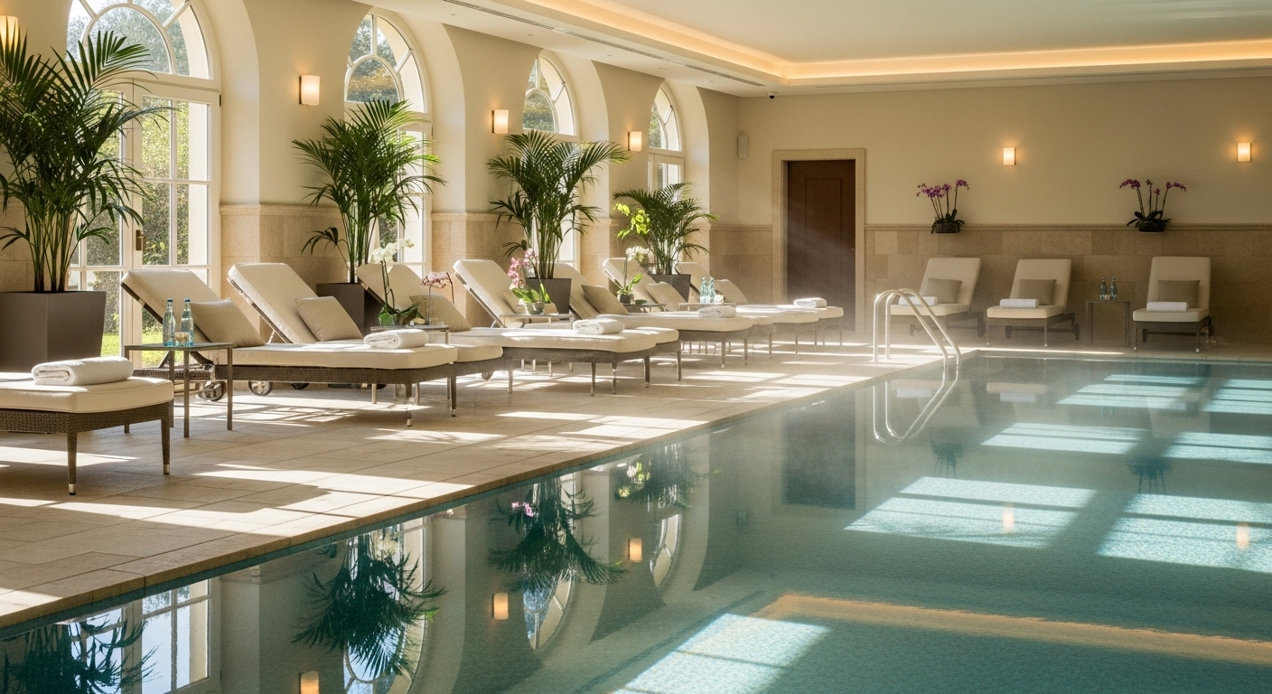 Enjoying the tranquil pool with a wellness day pass.